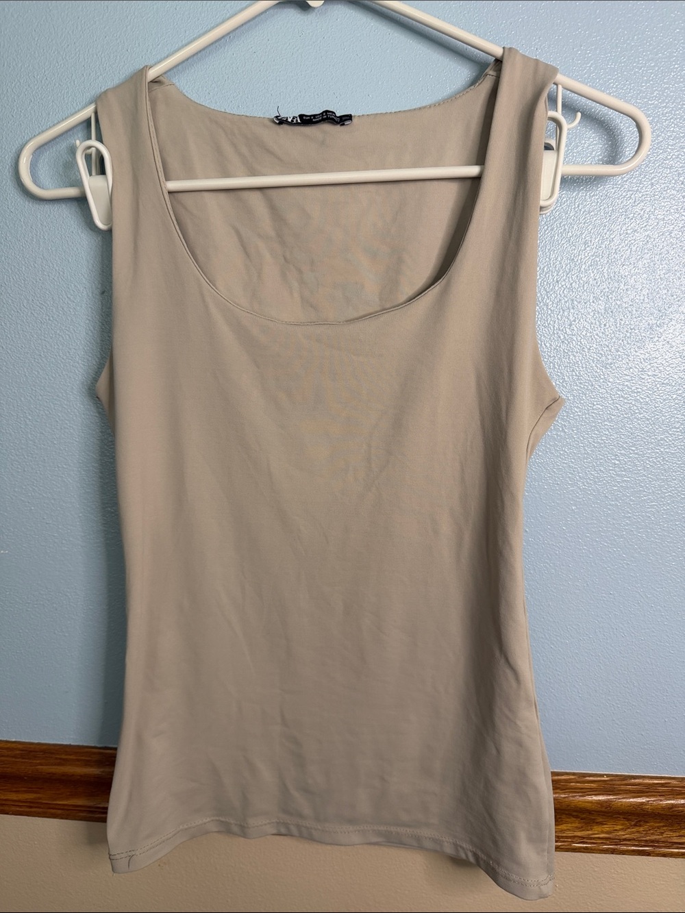 ZARA Basic Seamless Scoop Neck Tank Top Nude Beige S
